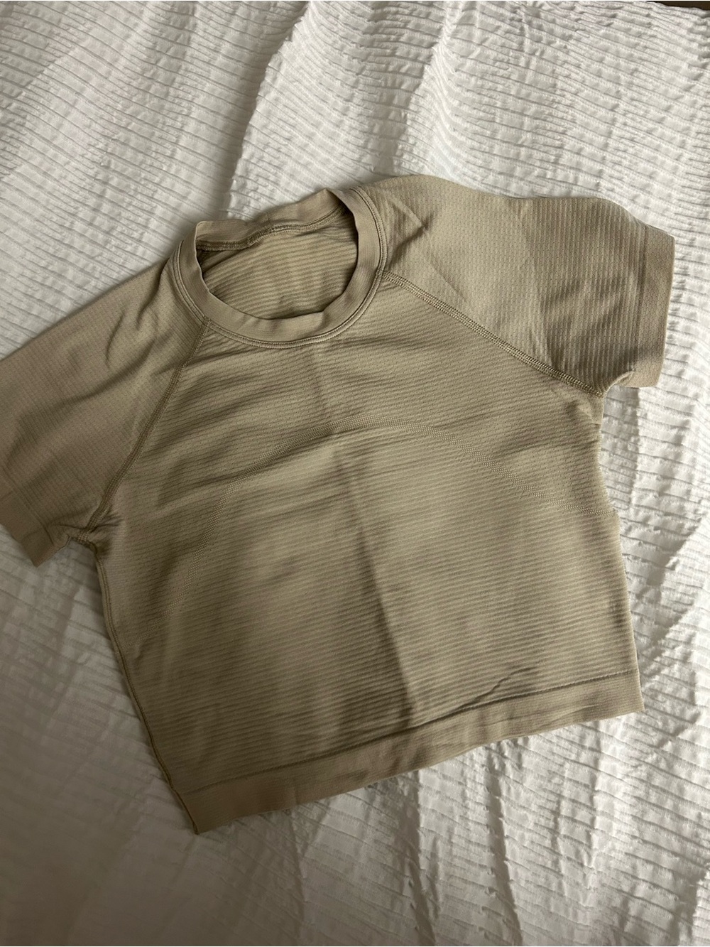 lululemon Swiftly Cropped Short Sleeve in tan color